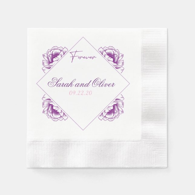 Simpl Purpl Pur Wedding Floral Serviette (Vorderseite)