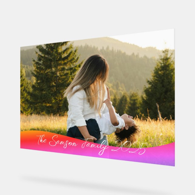 Simple 1 Photo Full Coverage - Script Text Overlay Acrylschild (Winkel)