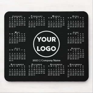 Simple 2023 Calendar Business Logo on Black Mousepad