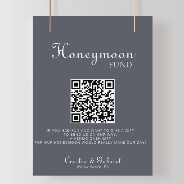 Simple Abend Boho Wedding Honeymoon Fund Poster (Von Creator hochgeladen)