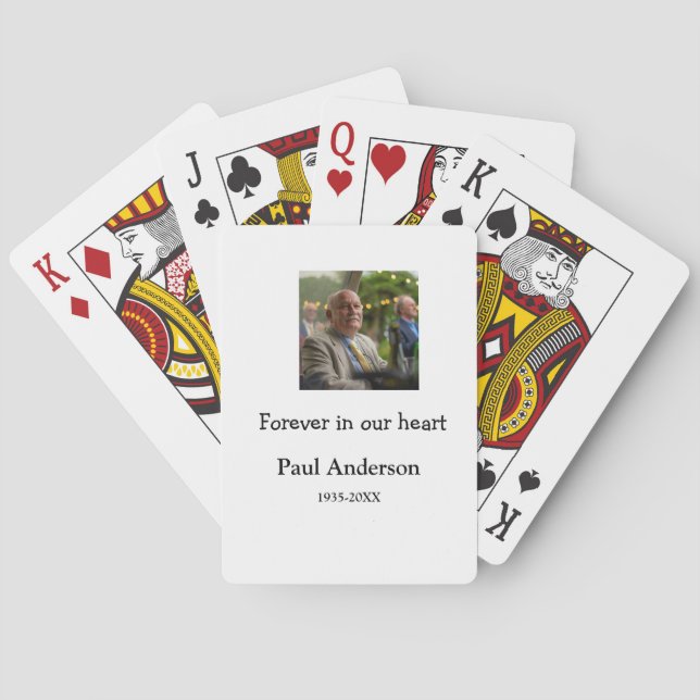 simple Add your photo text memorial keepsake Spielkarten (Rückseite)