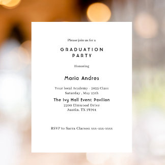 Simple and Chic Typography Graduation Party Einladung