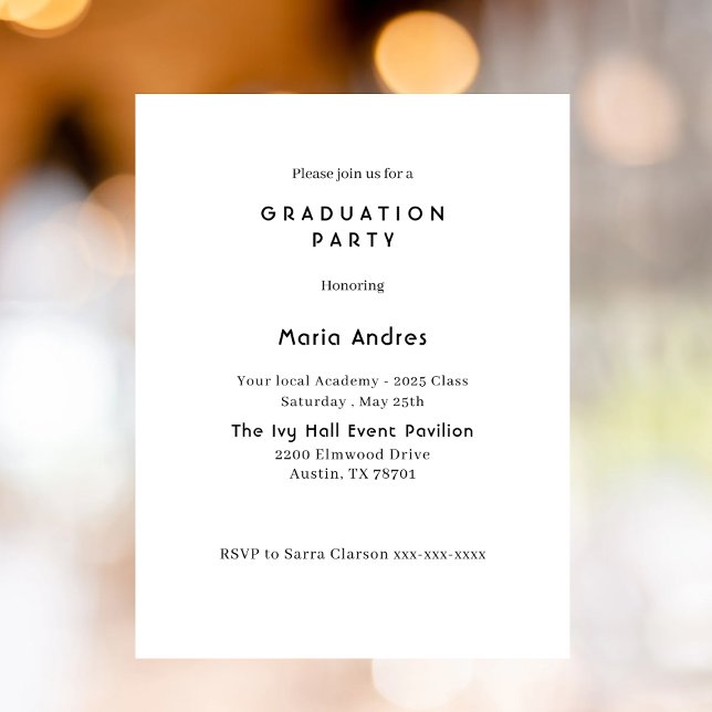 Simple and Chic Typography Graduation Party Einladung (Von Creator hochgeladen)