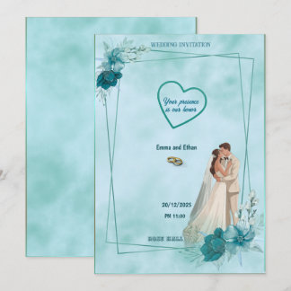 Simple and elegant wedding invitation in Sky Blue Einladung