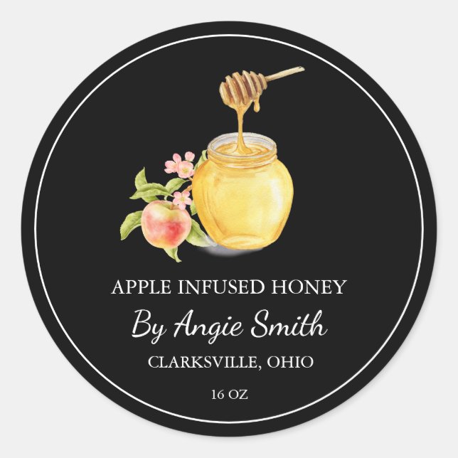 Simple Apple Infused Honey Label Runder Aufkleber (Vorderseite)
