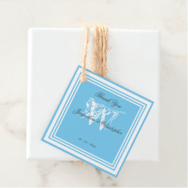 Simple Aqua Blue Modern Chic Monogram Vielen Dank Geschenkanhänger