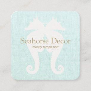 Simple Aqua Blue Seepferd Business Card Quadratische Visitenkarte