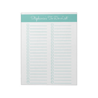 Simple Aqua Vertical 8.5x11 Two Column Checklist Notizblock