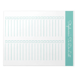 Simple Aqua Vertical 8.5x11 Two Column Checklist Notizblock