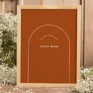 Simple Arch Terracotta Wedding Guest Book Sign Poster