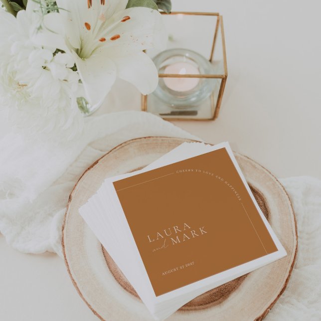 Simple Arched Brunt Orange Cheers Script Wedding Serviette (Von Creator hochgeladen)