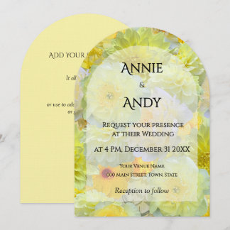 Simple Arched Die-Cut Yellow Floral Wedding Einladung