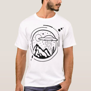 Simple Area 51 Minimal Ufo Tattoo Line Grafik T-Shirt