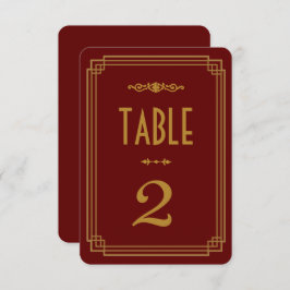 Simple Art Deco Burgundy Wedding Tischnummern