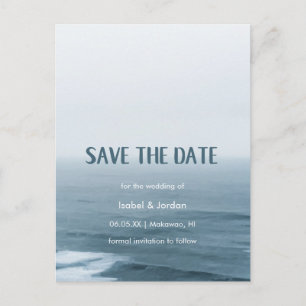 Simple Art Waves Beach Hochzeit Save the Date Ankündigungspostkarte
