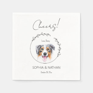 Simple Australian Shepherd Dog Wedding Cocktail Serviette