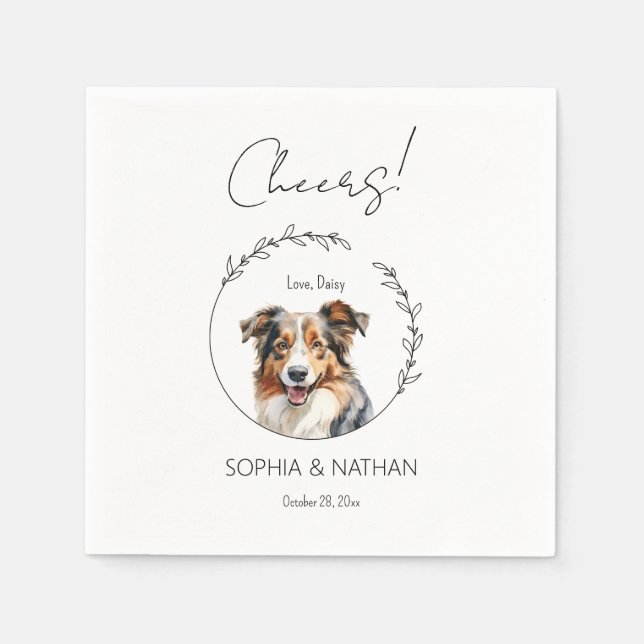 Simple Australian Shepherd Dog Wedding Cocktail Serviette (Vorderseite)