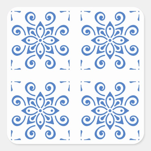 Simple Azulejo Quadratischer Aufkleber (Vorderseite)