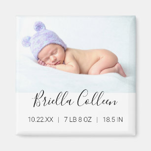 Simple Baby Foto Birth Announcement Magnet