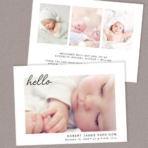 Simple Baby Foto Hello Birth Ankündigung