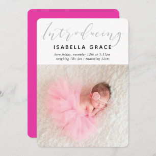 SIMPLE BABY FOTO modern Einführung Mädchen pink Ankündigung