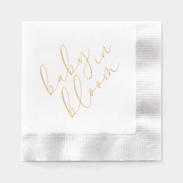 Simple Baby in Bloom Shower Script Foil Napkins Servietten Mit Folie (Vorderseite)