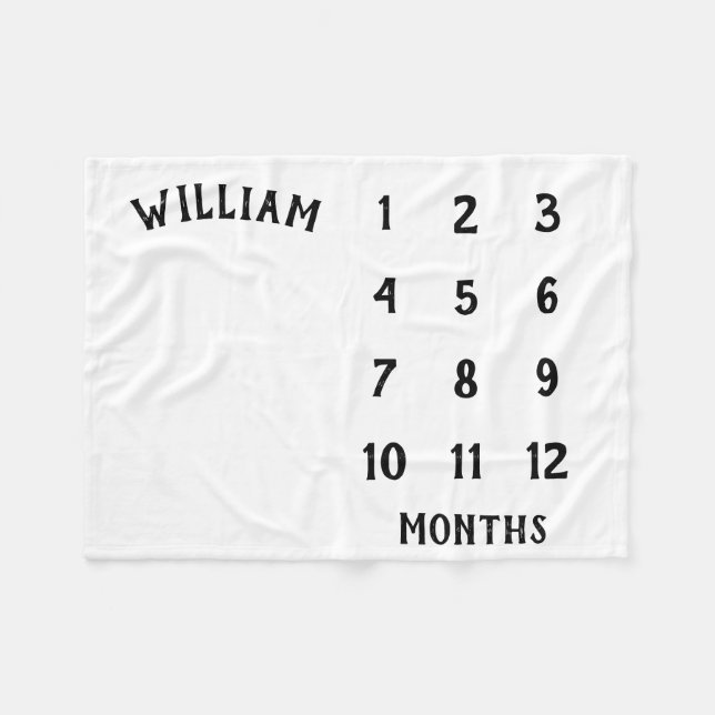 Simple Baby Milestone Monthly Baby Blanket Fleecedecke (Vorderseite (Horizontal))