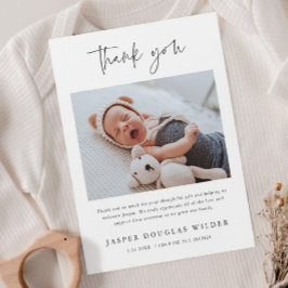 Simple Baby Photo Birth Stats Thank You Card Magnetkarte