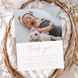 Simple Baby Photo Birth Stats Thank You Card Postkarte