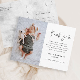 Simple Baby Photo Birth Stats Thank You Postcard Postkarte