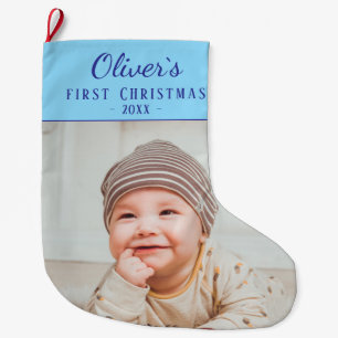 Simple Baby`s First Christmas Foto Großer Weihnachtsstrumpf