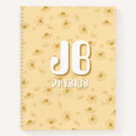 Simple baby yellow Notebook with initials  Notizbuch