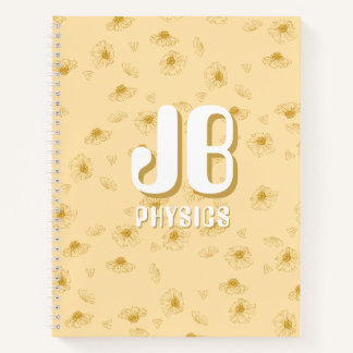 Simple baby yellow Notebook with initials  Notizbuch