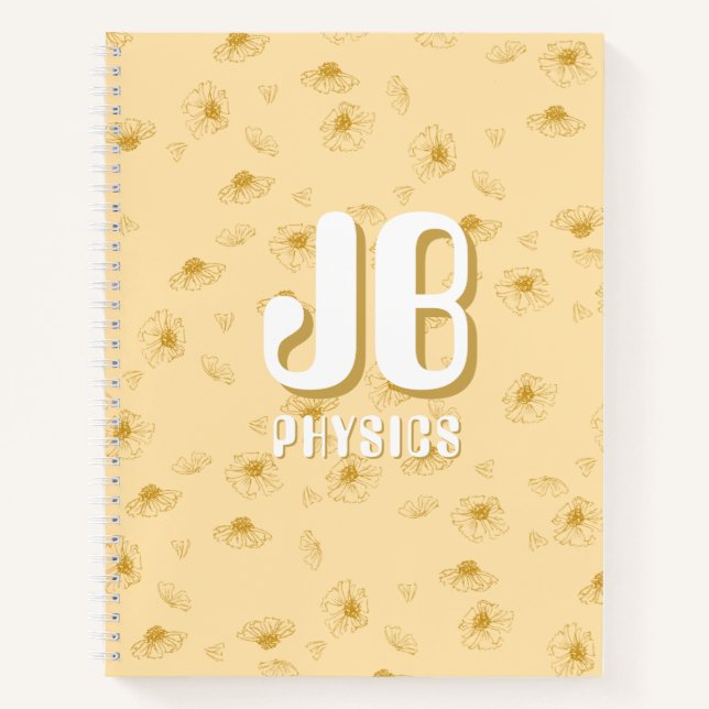 Simple baby yellow Notebook with initials  Notizbuch (Vorderseite)