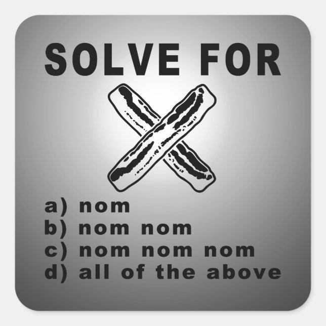 Simple Bacon Math Quadratischer Aufkleber (Vorderseite)