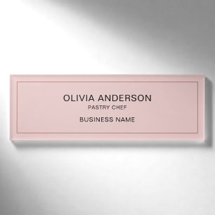 Simple Bakery Pink Business Magnetisch Namenschild