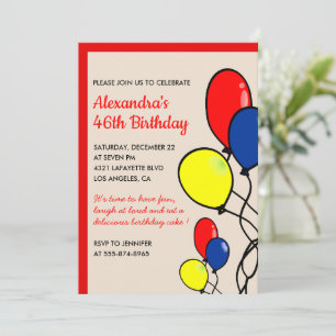 Simple Balloons 46. Geburtstagseinladungen Einladung