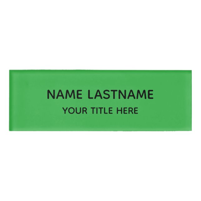 Simple Basic Bright Green Minimal Modern Title Namenschild (Vorderseite)