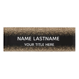 Simple Basic Minimal black &glitter White Namenschild