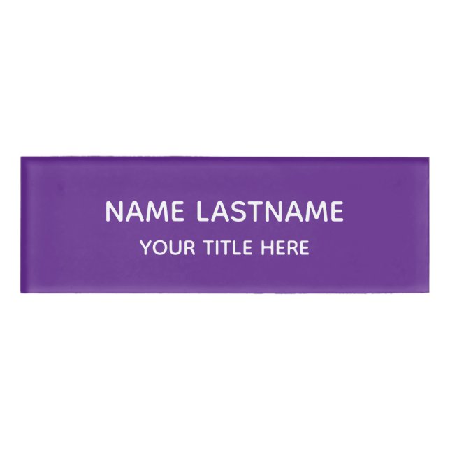 Simple Basic Minimal Purple White Modern Title Namenschild (Vorderseite)