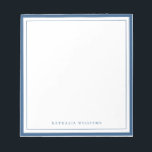 Simple Basic Navy Blue Border Stationery Notizblock<br><div class="desc">Elevate your correspondence with this simple and elegant navy blue border stationery notepad. Designed for a timeless and sophisticated look, this card features a clean white background framed by a classic navy blue border, making it perfect for personal or professional use. Whether you're writing thank-you notes, personal messages, or business...</div>