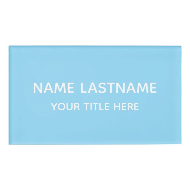 Simple Basic Sky Blue Minimal Modern  Namenschild (Vorderseite)