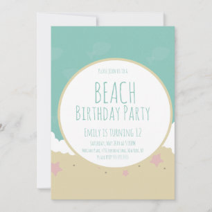 Simple Beach Birthday Party Sand Einladung