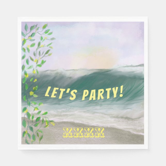 Simple Beach Birthday Picnic Serviette (Vorderseite)