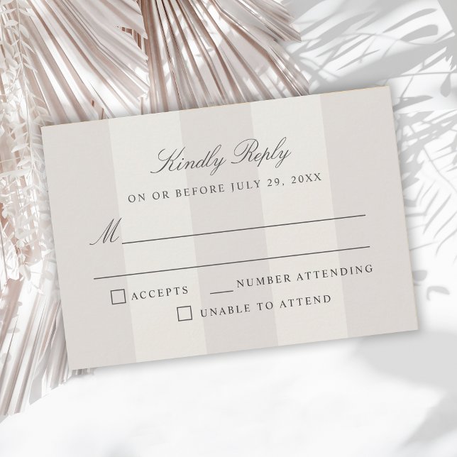 Simple Beach Sand Cabana Stripes Wedding RSVP (Von Creator hochgeladen)