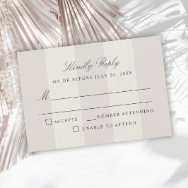 Simple Beach Sand Cabana Stripes Wedding RSVP Karte