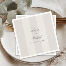 Simple Beach Sand Neutral Cabana Stripes Wedding
