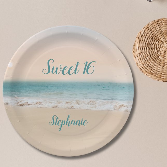 Simple Beach Sweet 16 Pappteller (Von Creator hochgeladen)