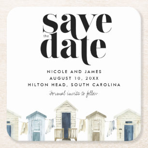 Simple Beach Wedding Save the Date Rechteckiger Pappuntersetzer