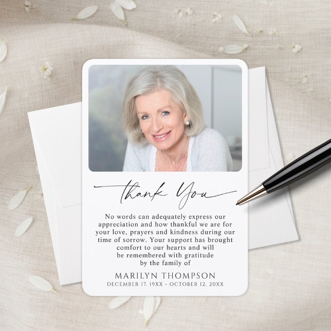 Simple Bereavement Funeral Memorial Photo Dankeskarte (Von Creator hochgeladen)